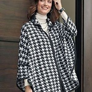 LAST CHANCE Pendleton Merino Wool Houndstooth Cape Poncho size SP